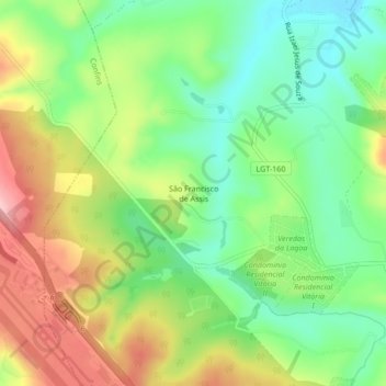 Mappa topografica São Francisco de Assis, altitudine, rilievo