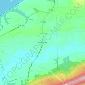 Mappa topografica Powells Valley, altitudine, rilievo