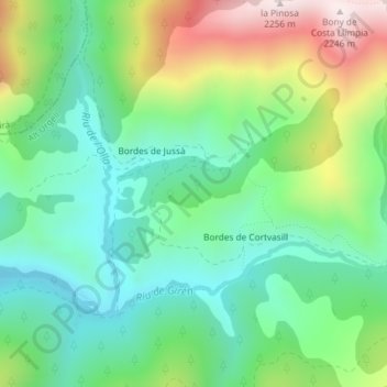 Mappa topografica Bony de Serena, altitudine, rilievo