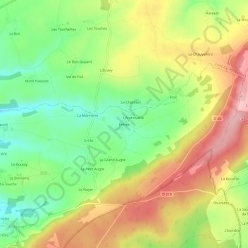 Mappa topografica Entrée, altitudine, rilievo