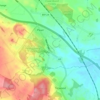 Mappa topografica Old Plean, altitudine, rilievo
