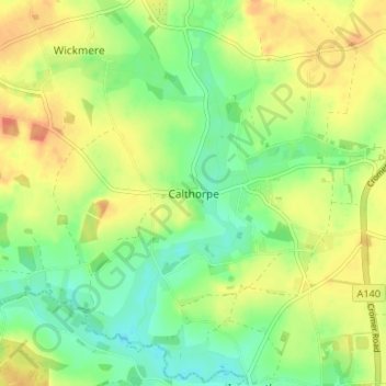 Mappa topografica Calthorpe, altitudine, rilievo