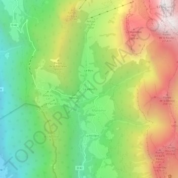 Mappa topografica Le Villard, altitudine, rilievo