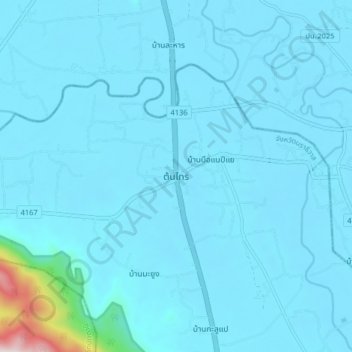 Mappa topografica Ton Sai, altitudine, rilievo