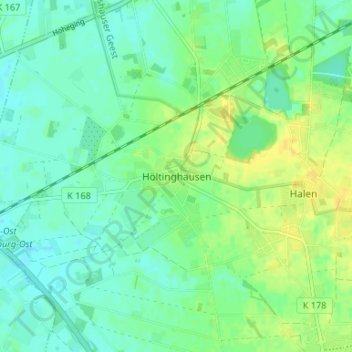 Mappa topografica Höltinghausen, altitudine, rilievo