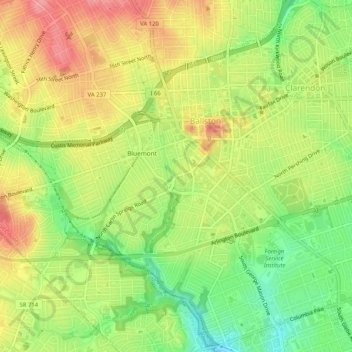 Mappa topografica Brandon Village, altitudine, rilievo