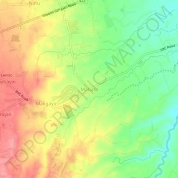 Mappa topografica Mabato, altitudine, rilievo