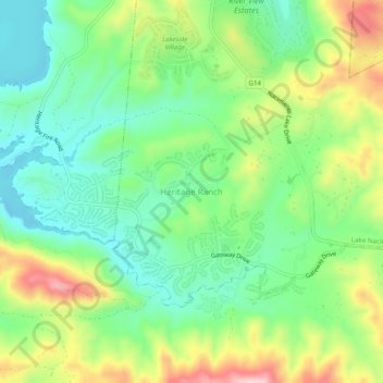 Mappa topografica Heritage Ranch, altitudine, rilievo