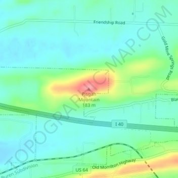 Mappa topografica Pisgah Mountain, altitudine, rilievo