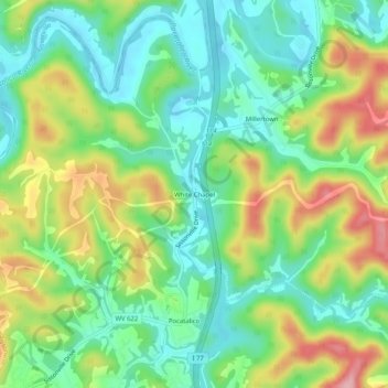 Mappa topografica White Chapel, altitudine, rilievo