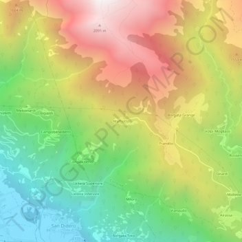 Mappa topografica Maffiotto, altitudine, rilievo