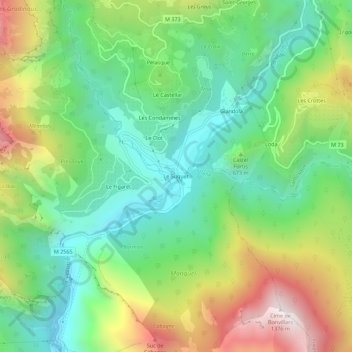 Mappa topografica Le Suquet, altitudine, rilievo