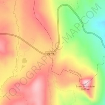 Mappa topografica Rabbit Ears Pass, altitudine, rilievo