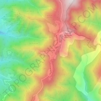Mappa topografica Peïra-Cava, altitudine, rilievo