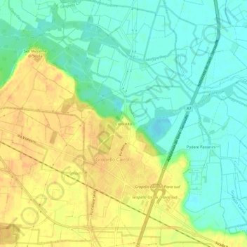 Mappa topografica Cielo Alto, altitudine, rilievo