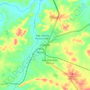 Mappa topografica Pombal, altitudine, rilievo
