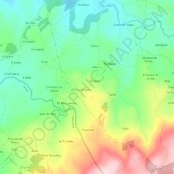 Mappa topografica Os Tellados, altitudine, rilievo