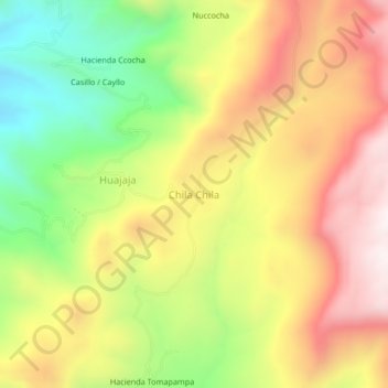 Mappa topografica Chila Chila, altitudine, rilievo
