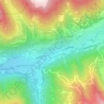 Mappa topografica Pontagna, altitudine, rilievo