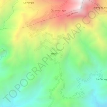 Mappa topografica Yeton, altitudine, rilievo