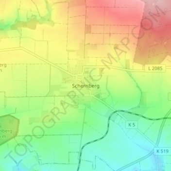 Mappa topografica Schernberg, altitudine, rilievo