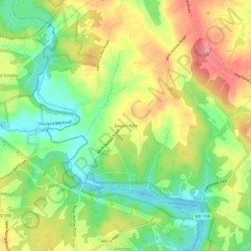 Mappa topografica Swann Hills, altitudine, rilievo