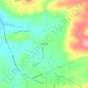 Mappa topografica Hawksville, altitudine, rilievo