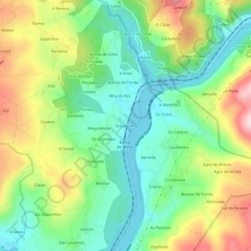Mappa topografica A Estación, altitudine, rilievo