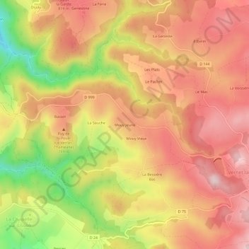 Mappa topografica Mouy Jeune, altitudine, rilievo