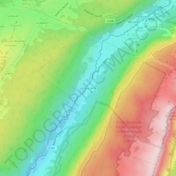 Mappa topografica La Joux Verte, altitudine, rilievo