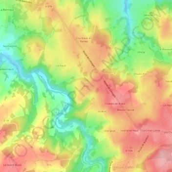 Mappa topografica Picq, altitudine, rilievo
