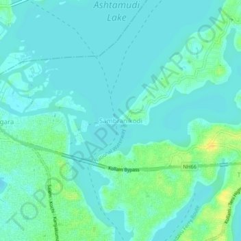 Mappa topografica Sambranikodi, altitudine, rilievo