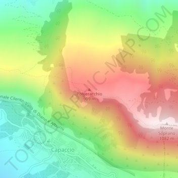 Mappa topografica Polveracchio, altitudine, rilievo