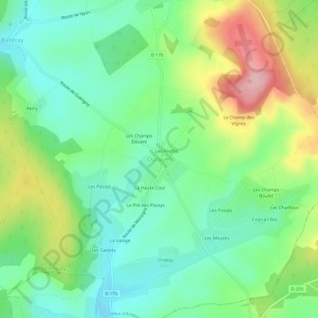 Mappa topografica Ourouër, altitudine, rilievo