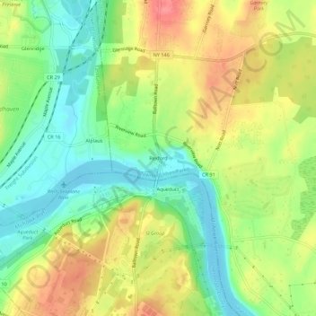 Mappa topografica Rexford, altitudine, rilievo