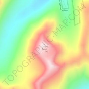 Mappa topografica Moore Point, altitudine, rilievo
