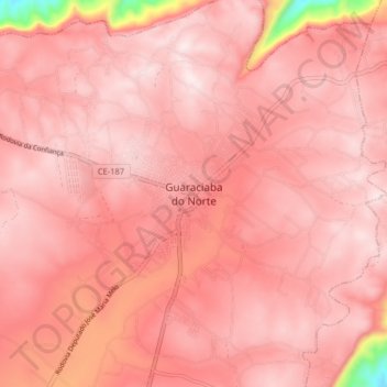 Mappa topografica Guaraciaba do Norte, altitudine, rilievo