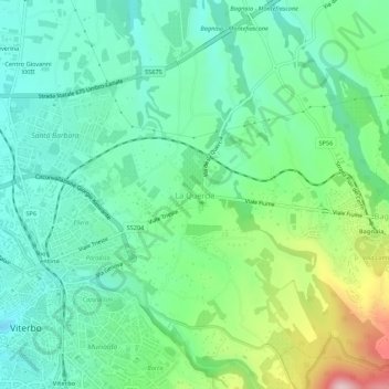 Mappa topografica La Quercia, altitudine, rilievo