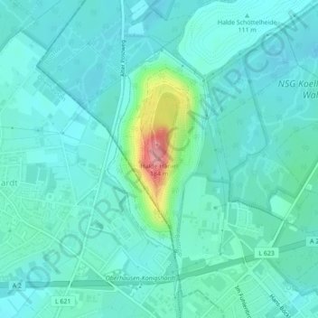Mappa topografica Halde Haniel, altitudine, rilievo