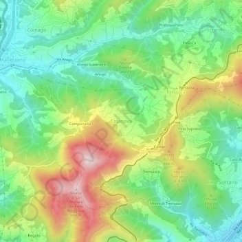 Mappa topografica Casanova, altitudine, rilievo