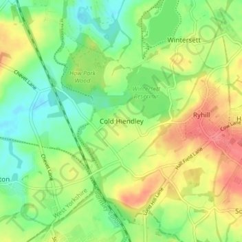 Mappa topografica Cold Hiendley, altitudine, rilievo