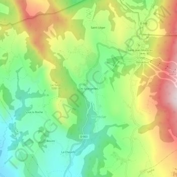 Mappa topografica Les Grangettes, altitudine, rilievo