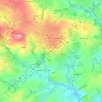 Mappa topografica Le Rest, altitudine, rilievo