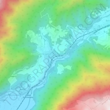 Mappa topografica Canetra, altitudine, rilievo
