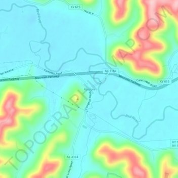 Mappa topografica Rosslyn, altitudine, rilievo