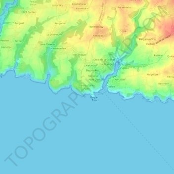 Mappa topografica Parcou Tal Ar Vilin, altitudine, rilievo
