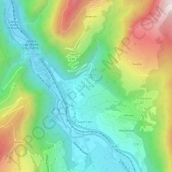 Mappa topografica Petit-Cœur, altitudine, rilievo