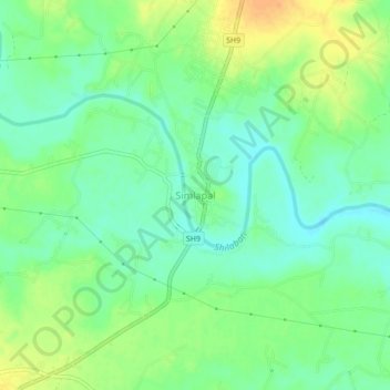 Mappa topografica Simlapal, altitudine, rilievo