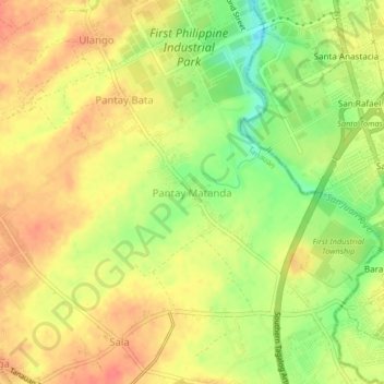 Mappa topografica Pantay Matanda, altitudine, rilievo