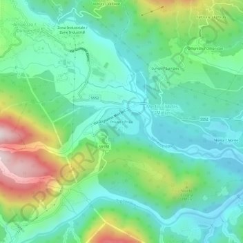 Mappa topografica Priuso, altitudine, rilievo